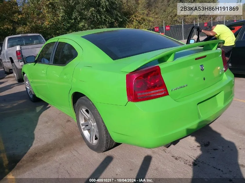 2006 Dodge Charger Rt VIN: 2B3KA53H86H191869 Lot: 40510287