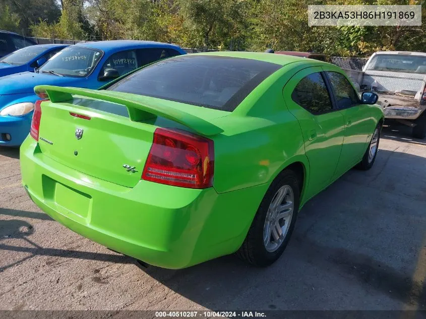 2006 Dodge Charger Rt VIN: 2B3KA53H86H191869 Lot: 40510287