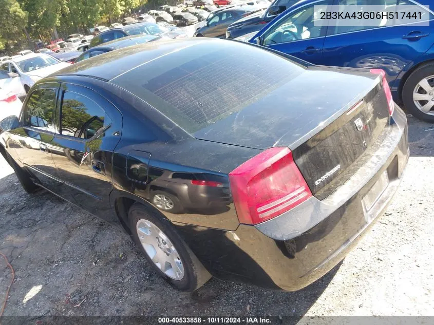 2006 Dodge Charger VIN: 2B3KA43G06H517441 Lot: 40533858