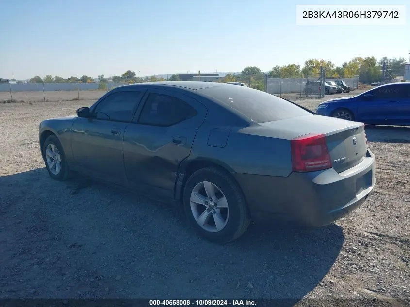 2006 Dodge Charger Se VIN: 2B3KA43R06H379742 Lot: 40558008