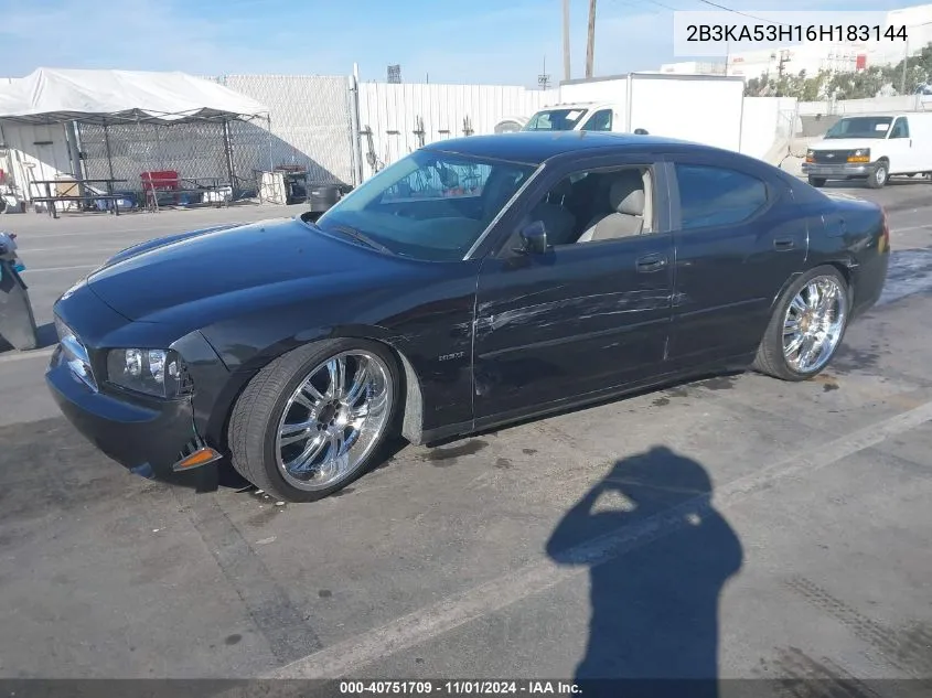 2006 Dodge Charger Rt VIN: 2B3KA53H16H183144 Lot: 40751709