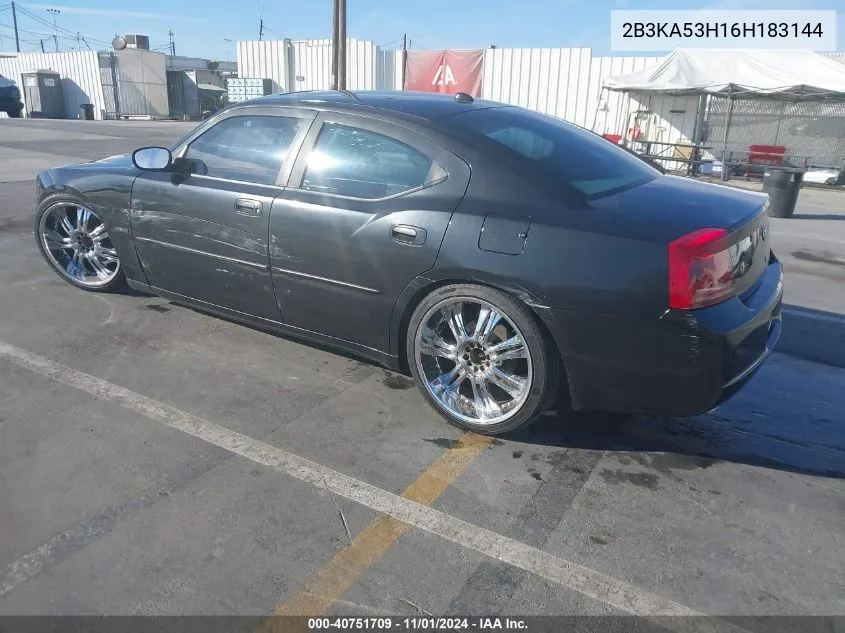 2006 Dodge Charger Rt VIN: 2B3KA53H16H183144 Lot: 40751709