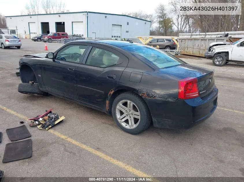 2006 Dodge Charger Se/Sxt VIN: 2B3KA43G26H401397 Lot: 40781290