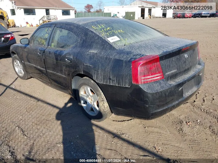 2006 Dodge Charger VIN: 2B3KA43G66H222098 Lot: 40805485