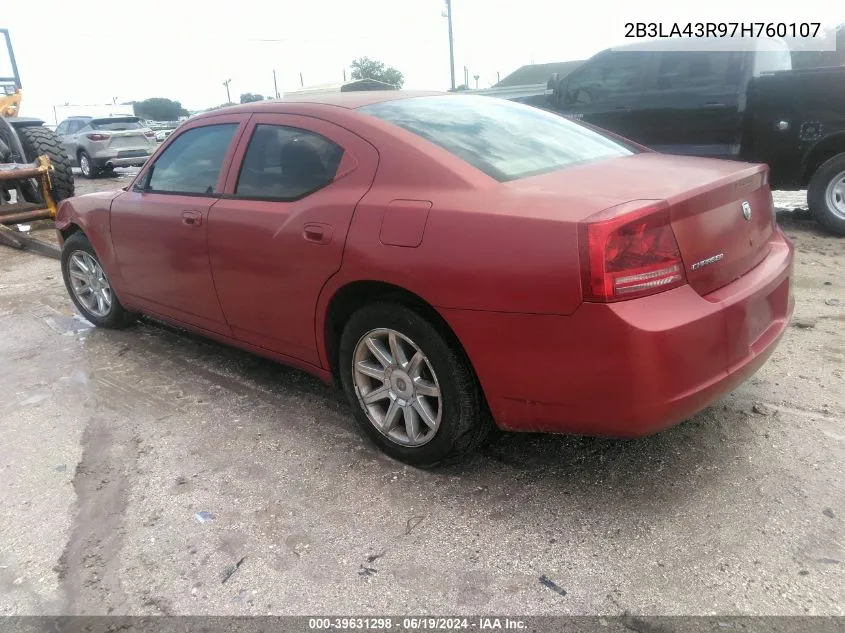 2007 Dodge Charger VIN: 2B3LA43R97H760107 Lot: 39631298