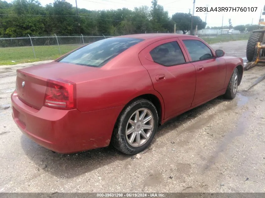 2007 Dodge Charger VIN: 2B3LA43R97H760107 Lot: 39631298