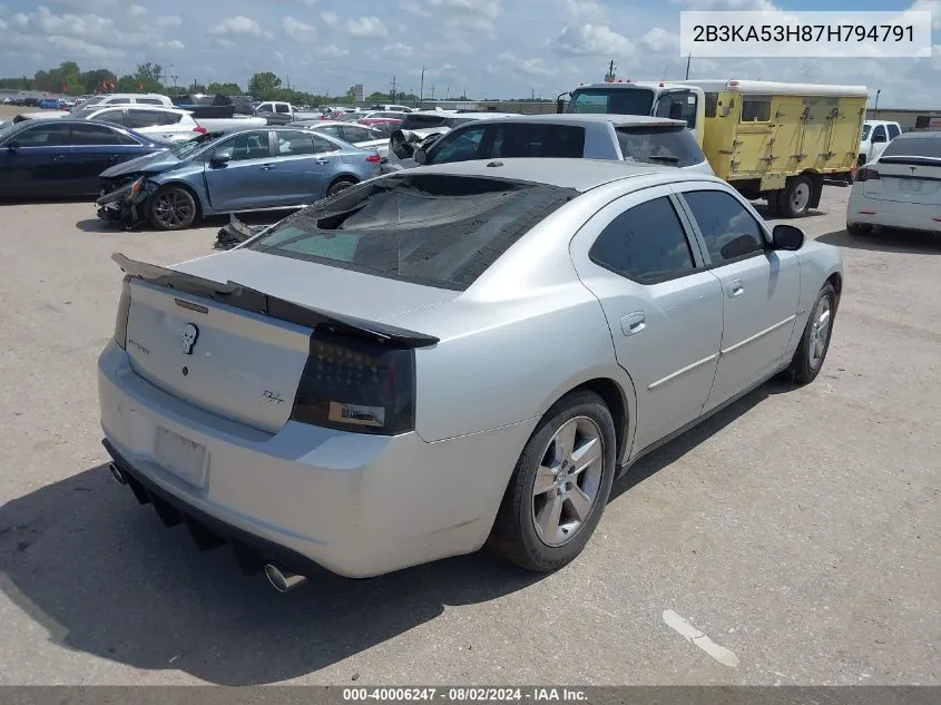 2007 Dodge Charger Rt VIN: 2B3KA53H87H794791 Lot: 40006247