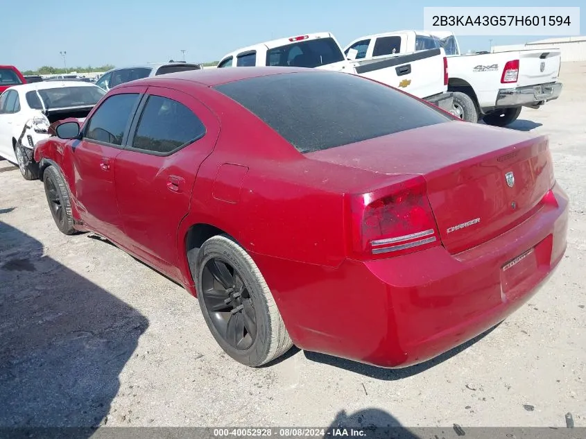 2007 Dodge Charger VIN: 2B3KA43G57H601594 Lot: 40052928