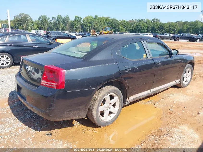 2007 Dodge Charger VIN: 2B3KA43R67H843117 Lot: 40247963