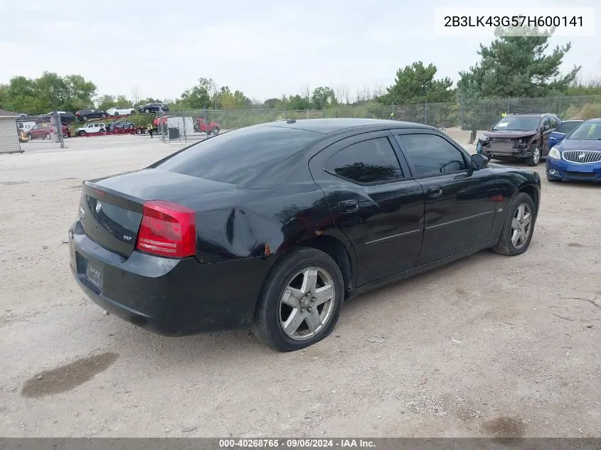 2007 Dodge Charger VIN: 2B3LK43G57H600141 Lot: 40268765