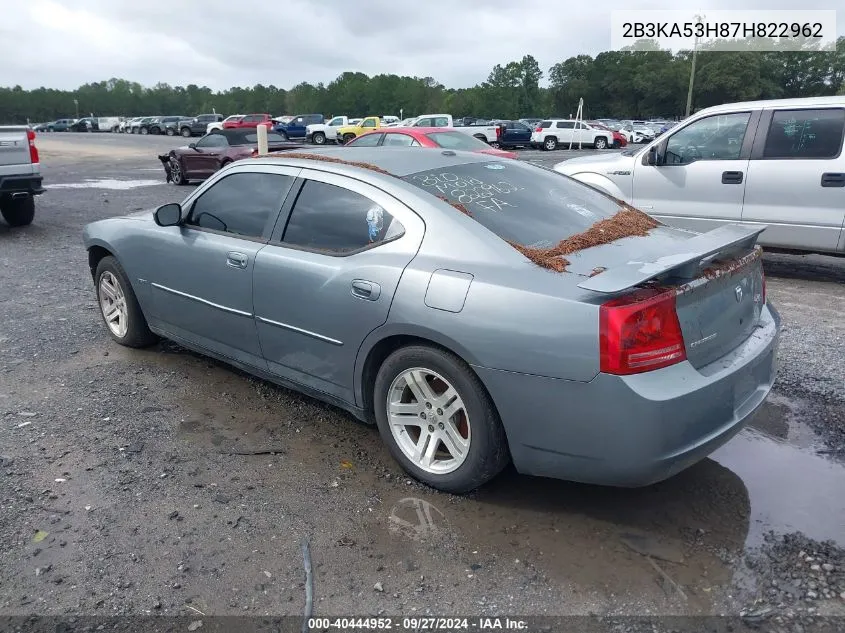 2007 Dodge Charger Rt VIN: 2B3KA53H87H822962 Lot: 40444952