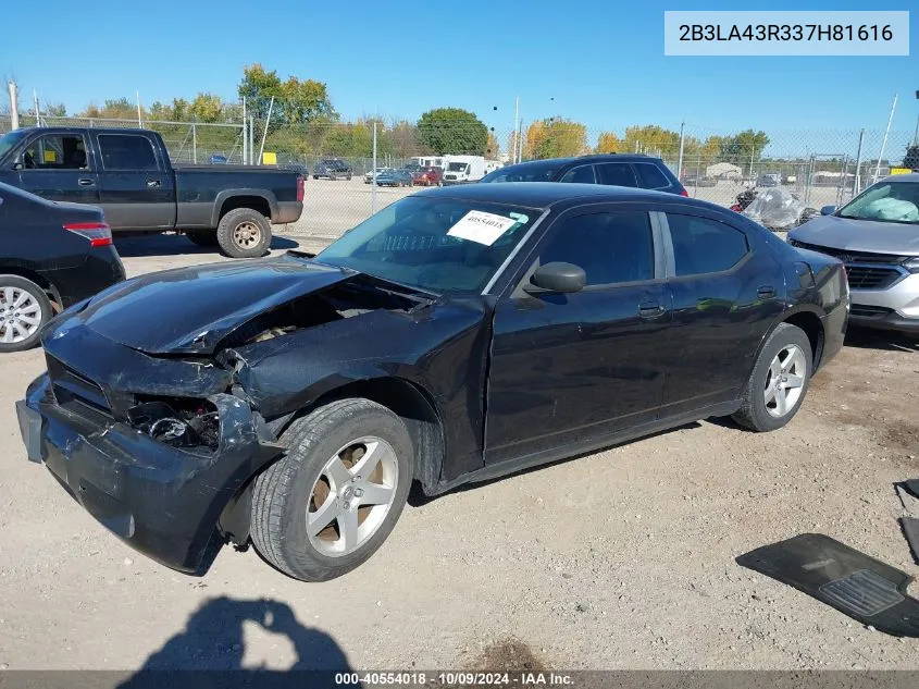 2007 Dodge Charger VIN: 2B3LA43R337H81616 Lot: 40554018