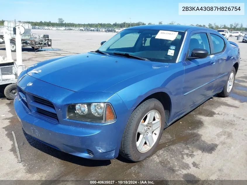 2007 Dodge Charger VIN: 2B3KA43G87H826754 Lot: 40635027