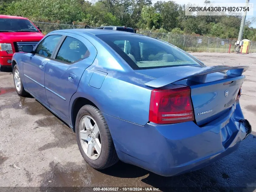 2007 Dodge Charger VIN: 2B3KA43G87H826754 Lot: 40635027