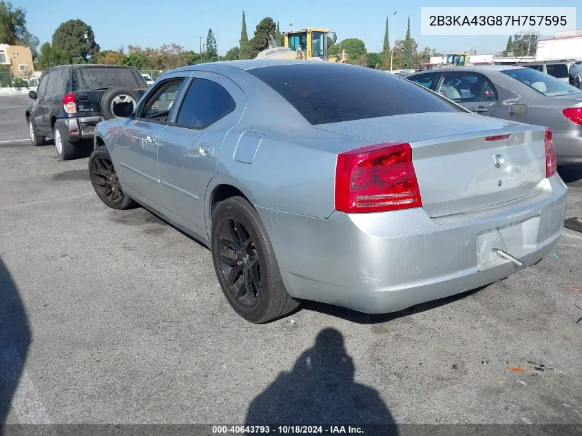 2007 Dodge Charger VIN: 2B3KA43G87H757595 Lot: 40643793