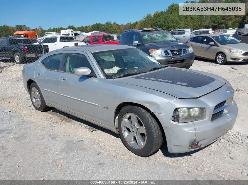 2007 Dodge Charger Rt VIN: 2B3KA53H47H645035 Lot: 40698168