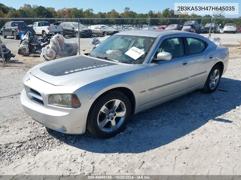 2007 Dodge Charger Rt VIN: 2B3KA53H47H645035 Lot: 40698168