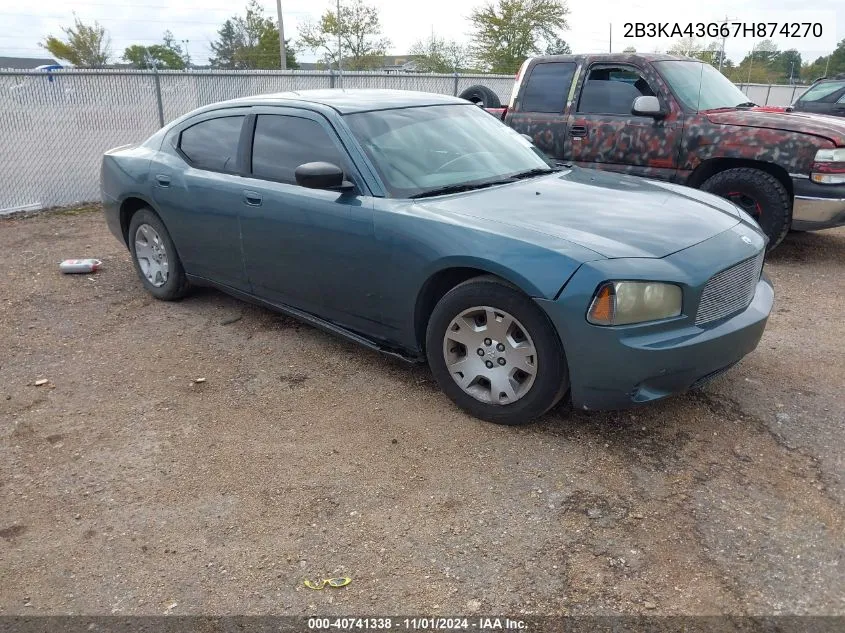 2007 Dodge Charger VIN: 2B3KA43G67H874270 Lot: 40741338