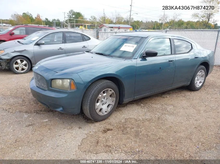 2007 Dodge Charger VIN: 2B3KA43G67H874270 Lot: 40741338