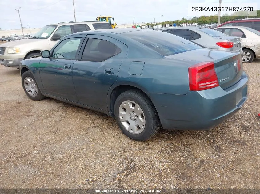 2007 Dodge Charger VIN: 2B3KA43G67H874270 Lot: 40741338