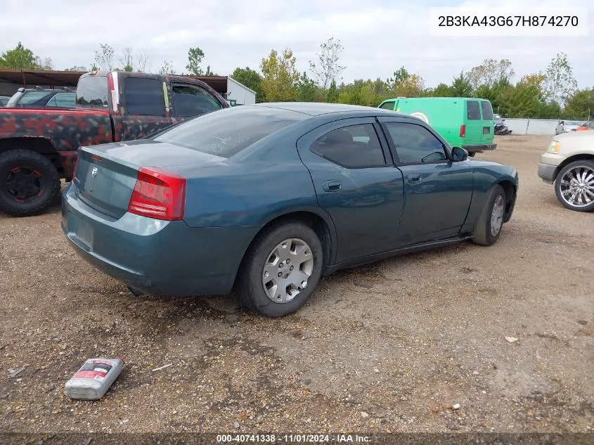 2007 Dodge Charger VIN: 2B3KA43G67H874270 Lot: 40741338