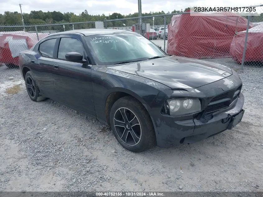 2007 Dodge Charger VIN: 2B3KA43R57H817205 Lot: 40752155