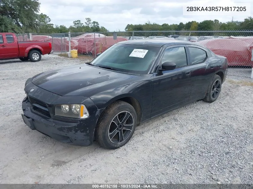 2007 Dodge Charger VIN: 2B3KA43R57H817205 Lot: 40752155