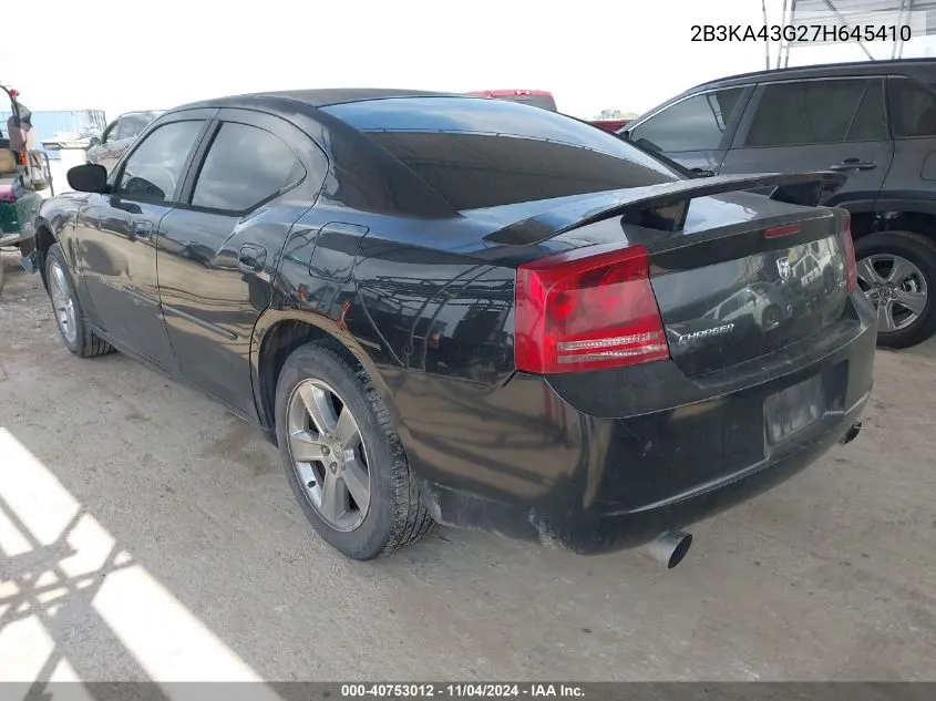 2007 Dodge Charger VIN: 2B3KA43G27H645410 Lot: 40753012