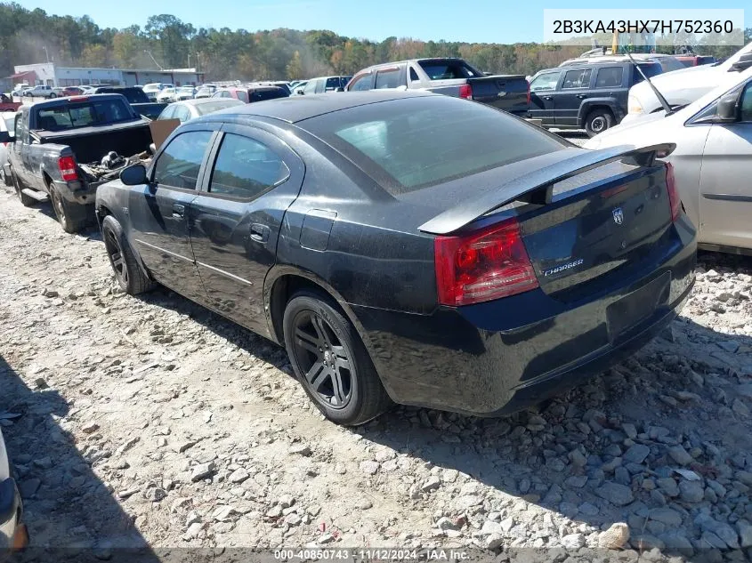 2007 Dodge Charger VIN: 2B3KA43HX7H752360 Lot: 40850743