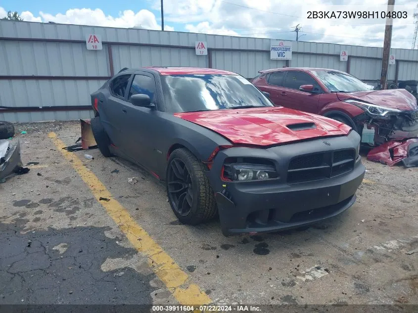 2008 Dodge Charger Srt8 VIN: 2B3KA73W98H104803 Lot: 39911604