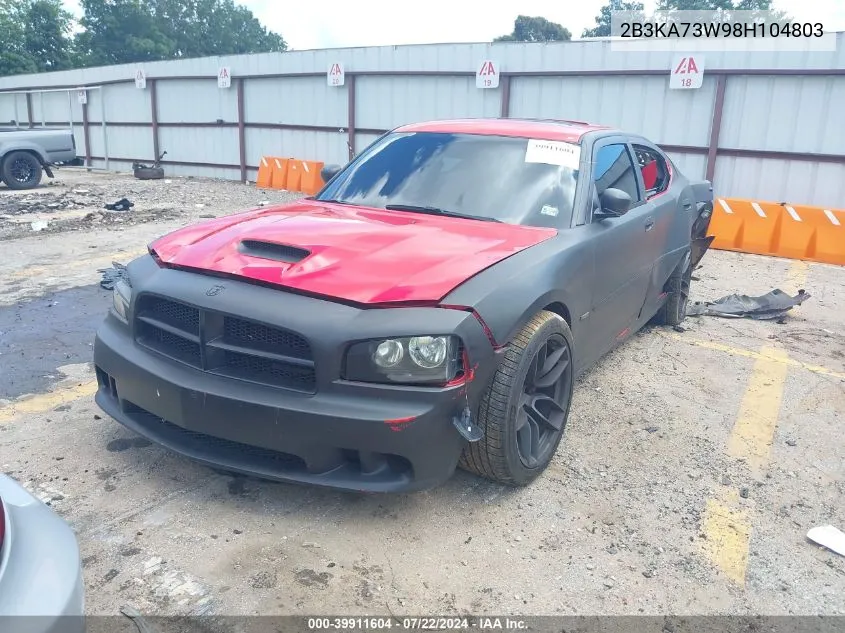 2008 Dodge Charger Srt8 VIN: 2B3KA73W98H104803 Lot: 39911604