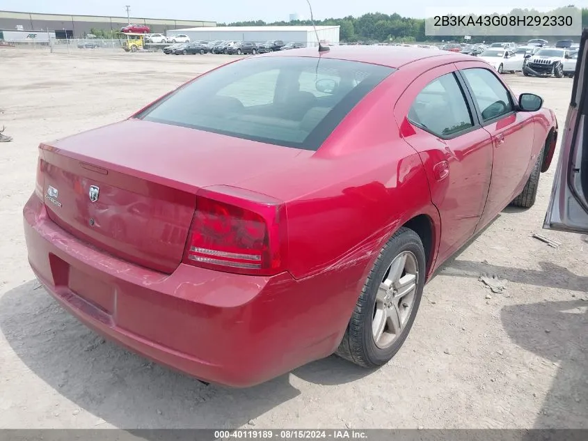 2008 Dodge Charger VIN: 2B3KA43G08H292330 Lot: 40119189