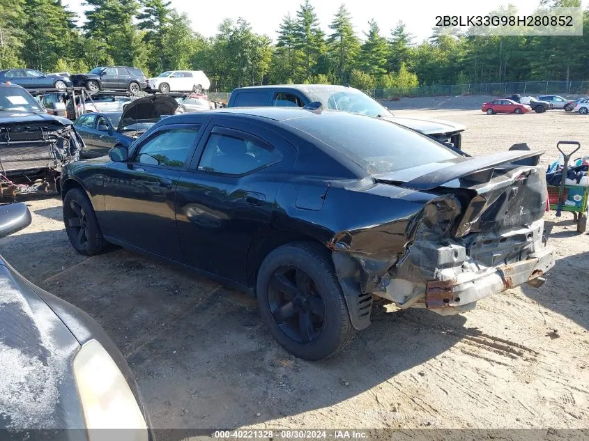 2008 Dodge Charger Sxt VIN: 2B3LK33G98H280852 Lot: 40221328