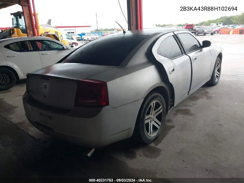 2008 Dodge Charger VIN: 2B3KA43R88H102694 Lot: 40231763