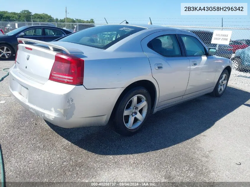 2008 Dodge Charger VIN: 2B3KA43G58H296342 Lot: 40258737