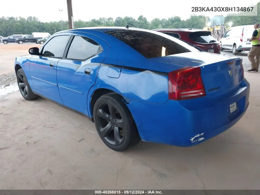 2008 Dodge Charger VIN: 2B3KA43GX8H134867 Lot: 40268815