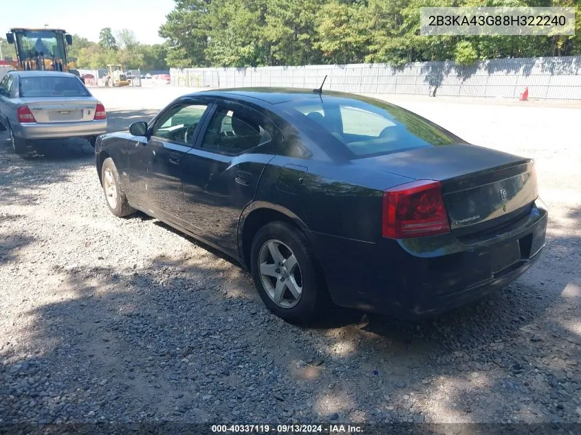 2008 Dodge Charger VIN: 2B3KA43G88H322240 Lot: 40337119