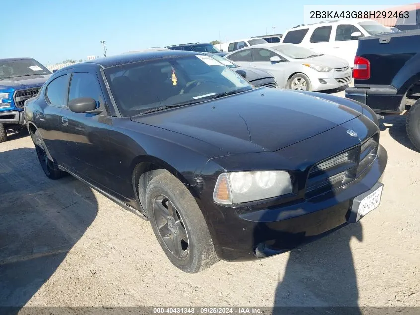 2008 Dodge Charger VIN: 2B3KA43G88H292463 Lot: 40431348