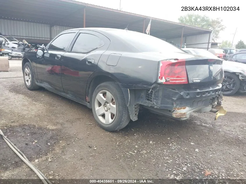 2008 Dodge Charger VIN: 2B3KA43RX8H102034 Lot: 40435601