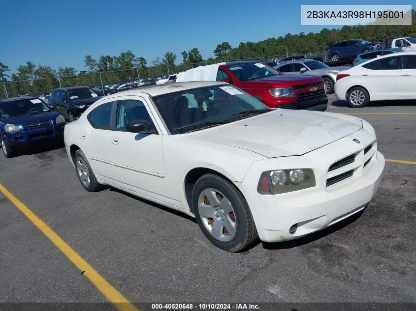 2008 Dodge Charger VIN: 2B3KA43R98H195001 Lot: 40520648