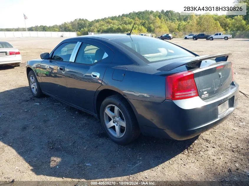 2008 Dodge Charger VIN: 2B3KA43G18H330826 Lot: 40535270