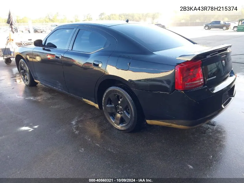 2008 Dodge Charger VIN: 2B3KA43R78H215374 Lot: 40560321