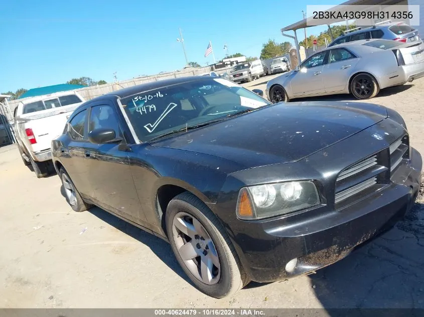 2008 Dodge Charger VIN: 2B3KA43G98H314356 Lot: 40624479