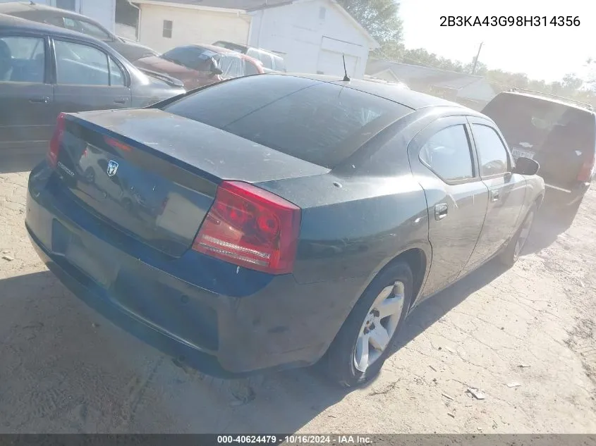 2008 Dodge Charger VIN: 2B3KA43G98H314356 Lot: 40624479