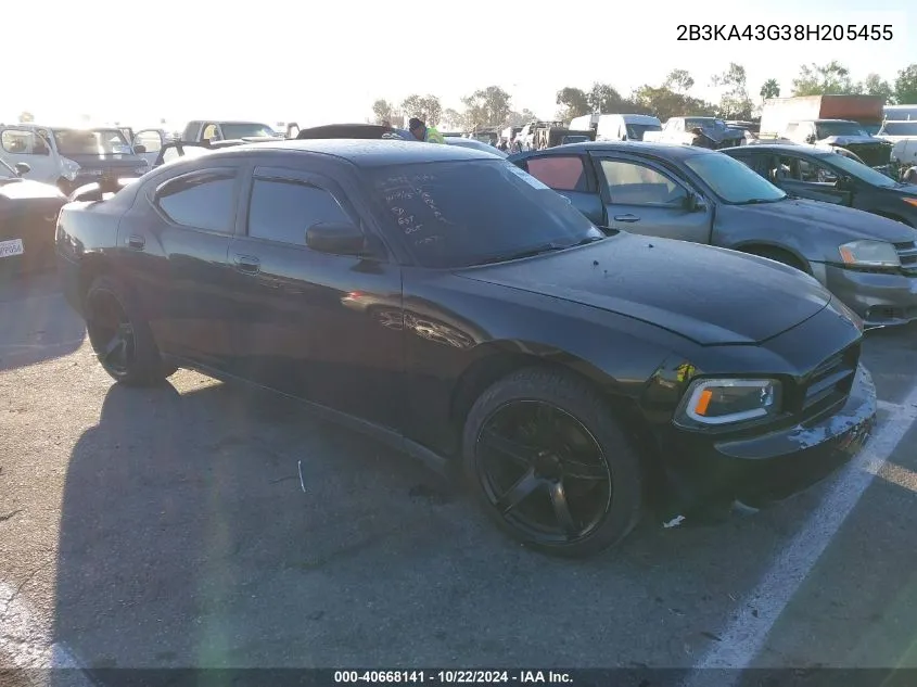 2008 Dodge Charger VIN: 2B3KA43G38H205455 Lot: 40668141