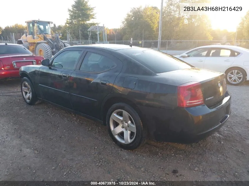 2008 Dodge Charger VIN: 2B3LA43H68H216429 Lot: 40673975