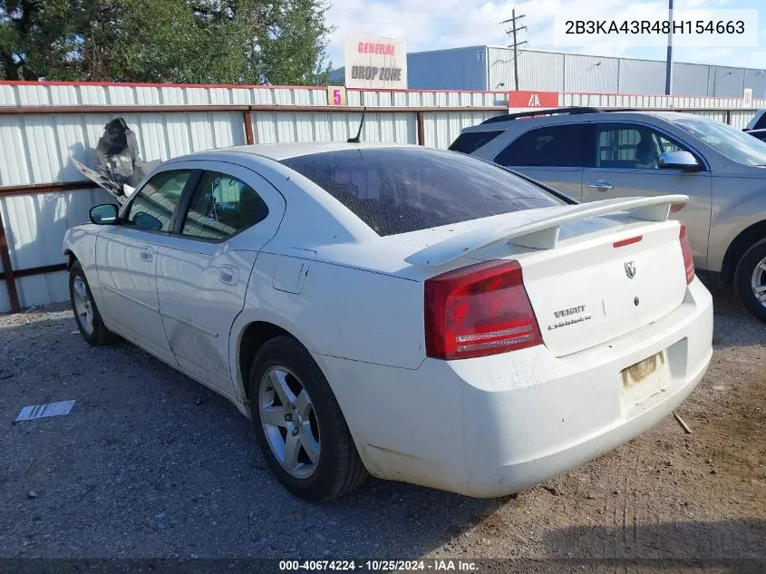 2008 Dodge Charger VIN: 2B3KA43R48H154663 Lot: 40674224