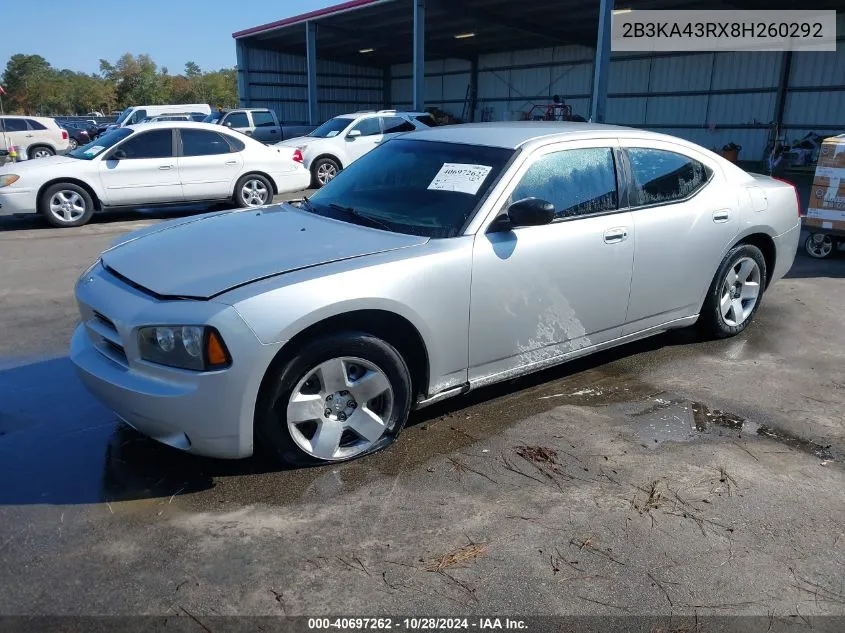 2008 Dodge Charger VIN: 2B3KA43RX8H260292 Lot: 40697262