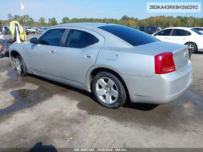 2008 Dodge Charger VIN: 2B3KA43RX8H260292 Lot: 40697262