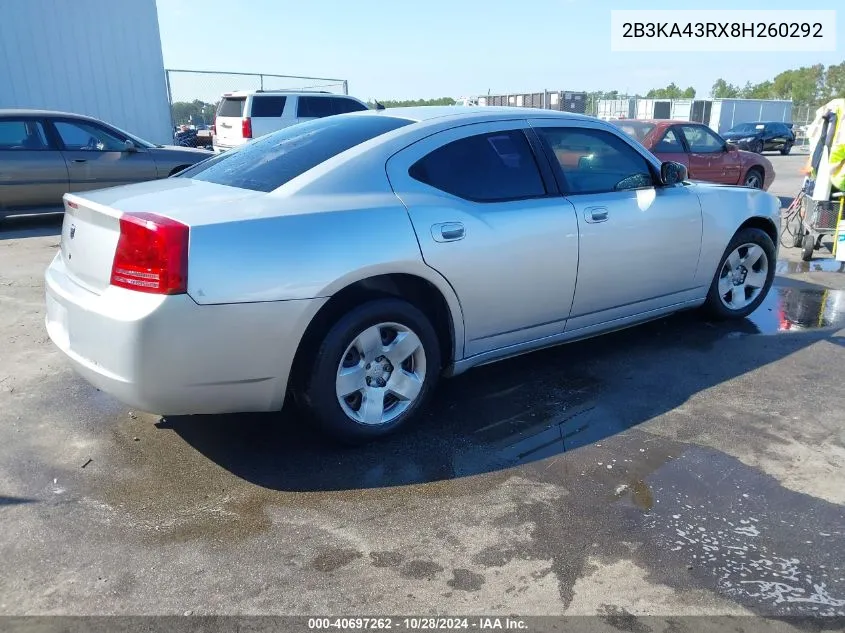 2008 Dodge Charger VIN: 2B3KA43RX8H260292 Lot: 40697262